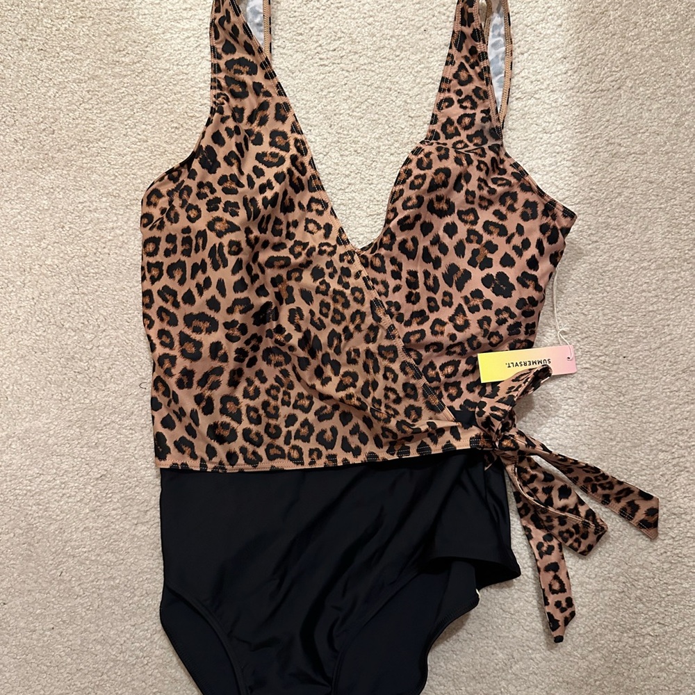 Summersalt Leopard Print One Piece Swimwear “the perfect wrap”
